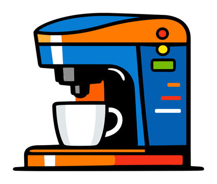 Coffee maker standing on a white background, an automatic home appliance for brewing espresso or filtered coffee