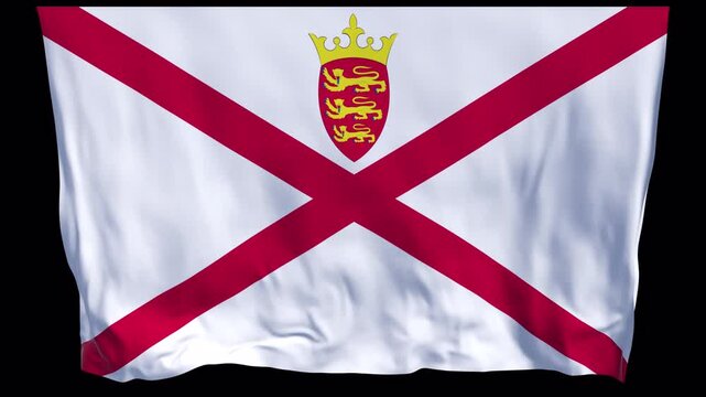 Elegant Jersey flag animation waving in the wind, ideal for travel, culture, government, regional identity, national holidays, official presentations, and professional web banner projects.
