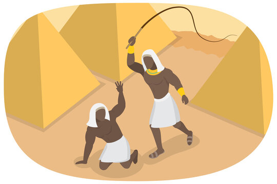 3D Isometric Flat  Illustration of Egypt Slavery, Enslaved In Ancient Egypt Depicted Biblically