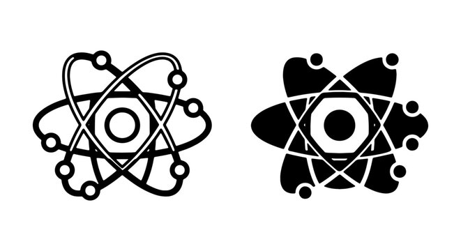 Atomic Structure Icons, Science Symbols, Molecular Models, Chemistry Concepts