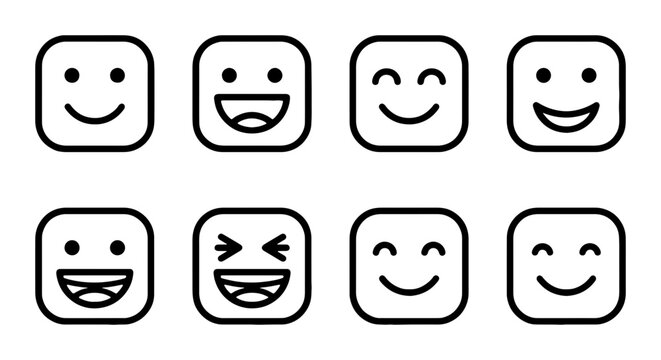 Simple Smileys, Happy Faces, Emotion Icons, Vector Set