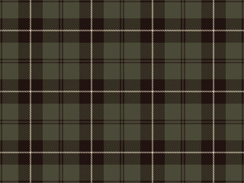 Classic rustic tartan plaid pattern background, olive green dark brown seamless check pattern for flannel shirt fabric
