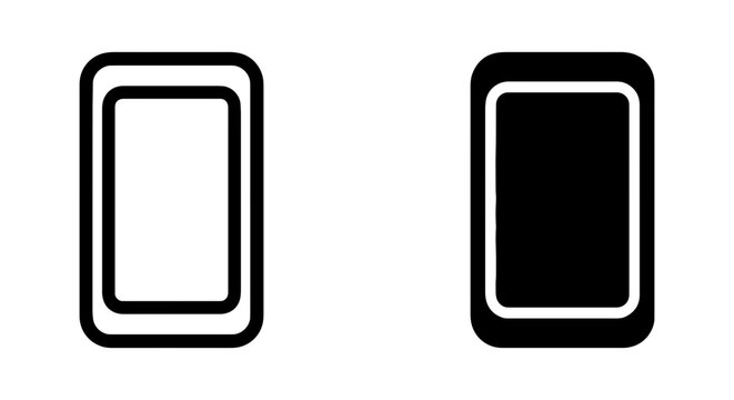 Smartphone Icons, Mobile Phone Outline, Black and White UI Elements