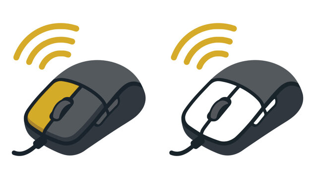 Wireless computer mouse illustration set black and white versions
