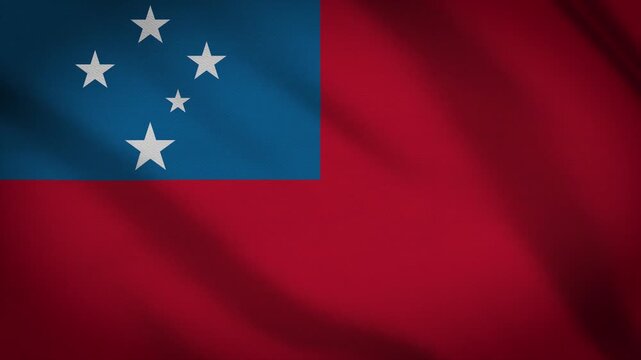samoa flag waving in the wind with detailed fabric texture close up background