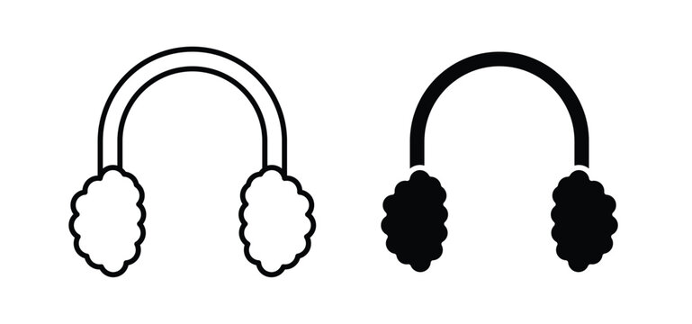 Ear muffs vector icon set black filled and outlined style.