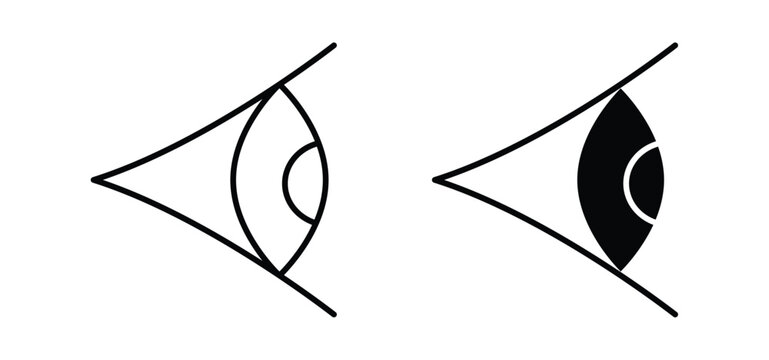Eye side vector icon set black filled and outlined style.