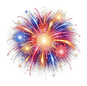 PNG Vibrant colorful fireworks explosion.