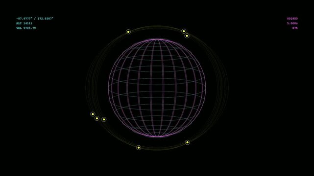 In a futuristic control room a sophisticated Transparent UI Dashboard tracks multiple satellites orbiting a digital wireframe earth for precise global communication and data monitoring.