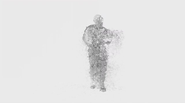Water Splash Breakdance Character Front View with Alpha Matte