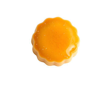 Brazilian quindim baked egg custard with shredded coconut and glossy yellow surface