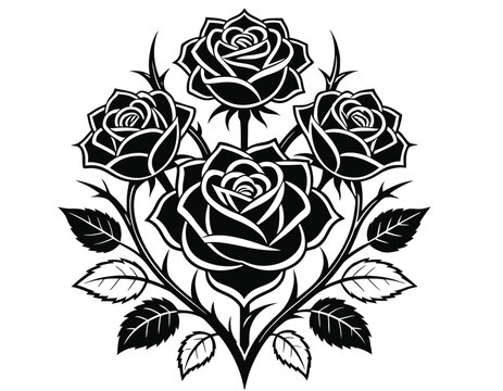 Dark romantic floral arrangement of roses and leaves in gothic style
