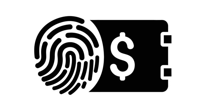 Biometric Security for Finance Icon. Digital Fingerprint Scan for Secure Mobile Payments and Money Protection.