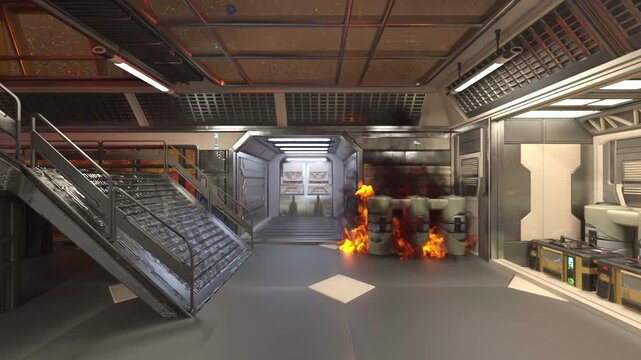 宇宙船通路　3DCGレンダリング