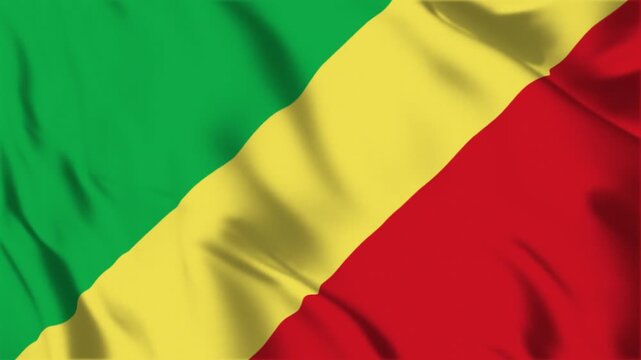 republic of the congo national flag waving in the wind 3d animation loop background