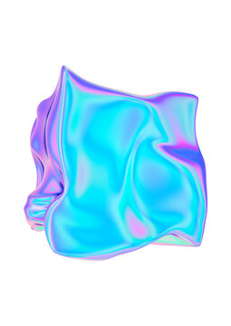 Holographic fluid form: A surreal, abstract sculpture of iridescent, flowing liquid in vibrant shades of blue, purple, and pink, creating a mesmerizing, futuristic aesthetic.