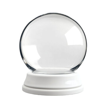 Blank empty glass snow globe mockup featuring a clear dome with a white circular base perfect for winter holiday customization&nbsp;