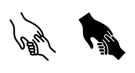 Obraz premium Helping Hands Vector Icons, Support and Care Symbols, Partnership and Trust Graphics