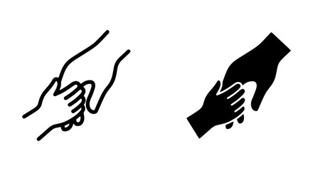 Obraz premium Holding Hands Icons, Adult and Child Support, Family Care, Partnership Symbol