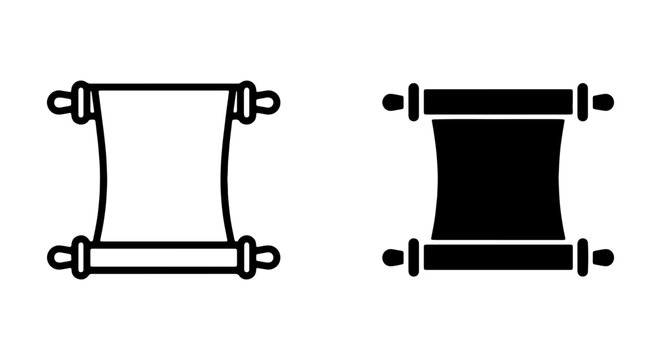 Scroll Icon Set, Ancient Parchment Vector Graphics, Historical Document Symbols