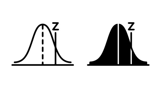 Normal Distribution Curve Icons, Statistical Probability Graph, Z-Score Data Visualization