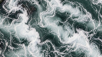 Obraz premium Turbulent whitewater rapids pattern texture flat lay