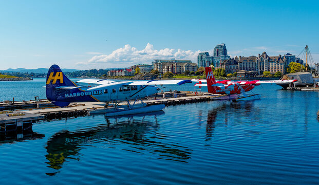 Harbour Air Float Planes at the Victoria Inner Harbour Terminal in Victoria, British Columbia