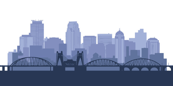 Minneapolis Minnesota City Skyline Silhouette Vector Illustration