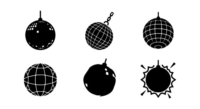 Disco Balls and Wrecking Balls Icons, Party and Demolition Vector Set