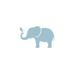 Naklejka premium Elephant and Butterfly Adorable Minimalist Nursery Art Illustration