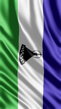 Realistic animation of the Lesotho flag waving in the wind, ideal for national identity projects, news visuals, travel content, cultural videos, presentations, national holidays and web banner use.