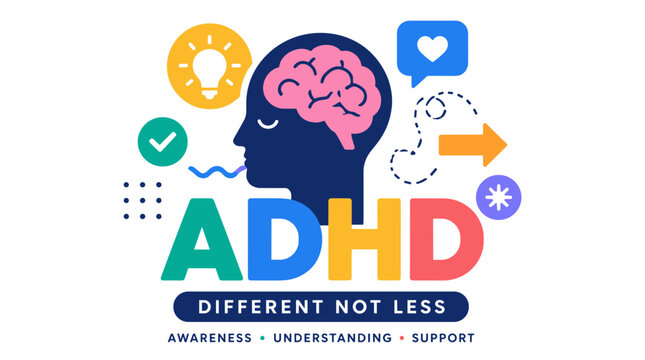 Brain Focus ADHD Illustration Concept Emphasizing Mind Activity.