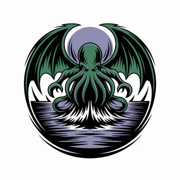 Cthulhu Mythical Creature Illustration Design.