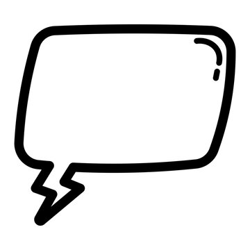speech bubble wide lightning bolt tail electric energy doodle outline