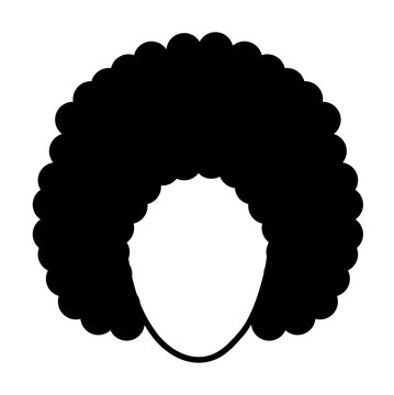 Afro hairstyle silhouette front view, curly hair shape volume structure simple outline for icon, avatar, logo, minimal beauty, fashion graphic 