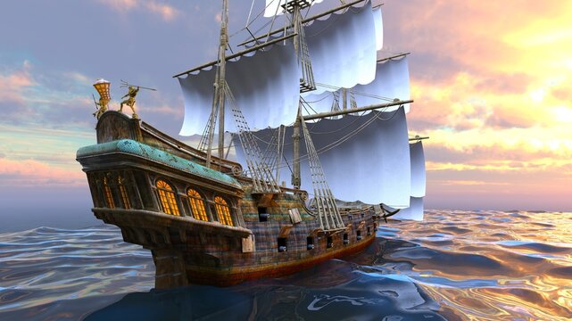 帆船　3DCGレンダリング