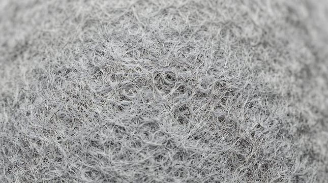 Macro Closeup of a Gray Felted Wool Dryer Ball Texture Showing Tangled Fibers and Detailed Surface for Laundry or Craft Backgrounds