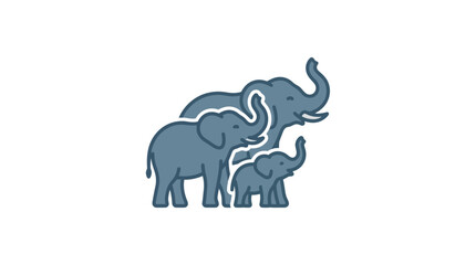 A stylized illustration of an elephant family consisting of two adults and one calf. © Odette Anya