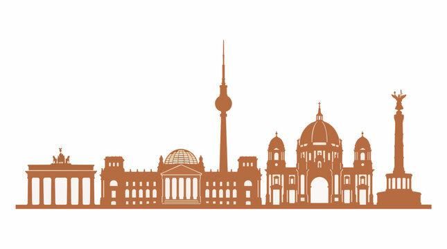 Minimalist Berlin Skyline Vector Illustration Flat Design Commercial Use