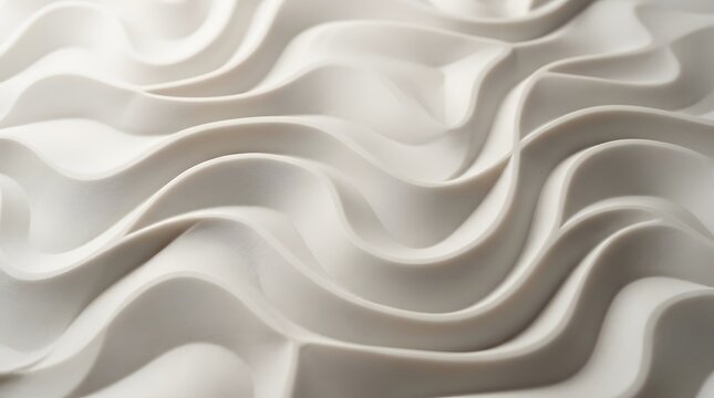 Abstract parametric wave texture on matte off white polymer surface with elegant low light shadows corporate background