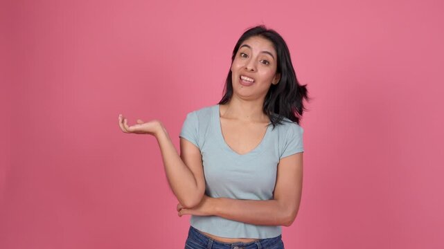 Expressive young hispanic woman showing different emotions