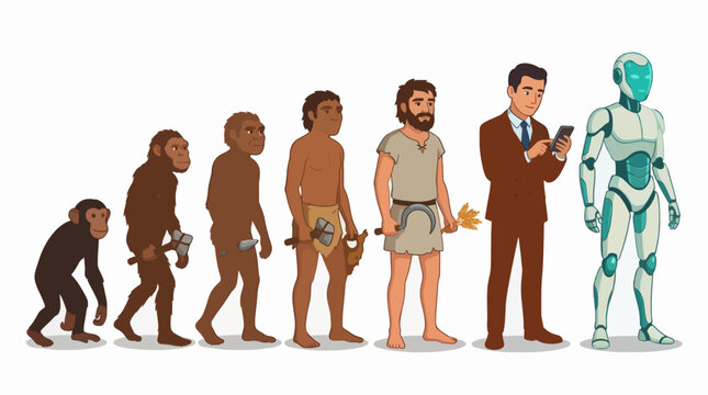 Flat Vector Illustration Evolution of Humanity Progress Concept Business Ready