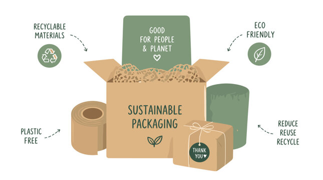 sustainable packaging concept featuring cardboard box and eco friendly materials.
