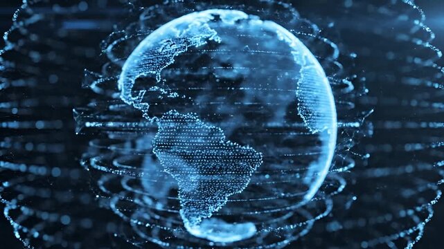 Digital Globe Network Futuristic Technology Data Flow.