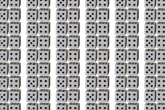 Un patr&oacute;n de varios dados blancos para juego en un fondo transparente
