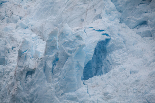 Blue glacial ice in a glacier