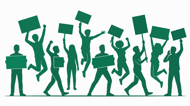 Protest Group Silhouette Flat Illustration Vector Commercial Use