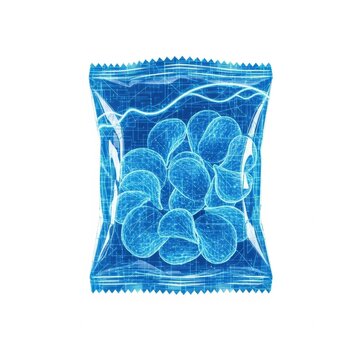 Futuristic digital concept of chips package in blue wireframe design