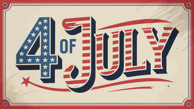 4th of July Independence Day vintage typography background with eagle and shield