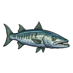 Fototapeta premium Detailed Blue and Grey Sea Fish Illustration